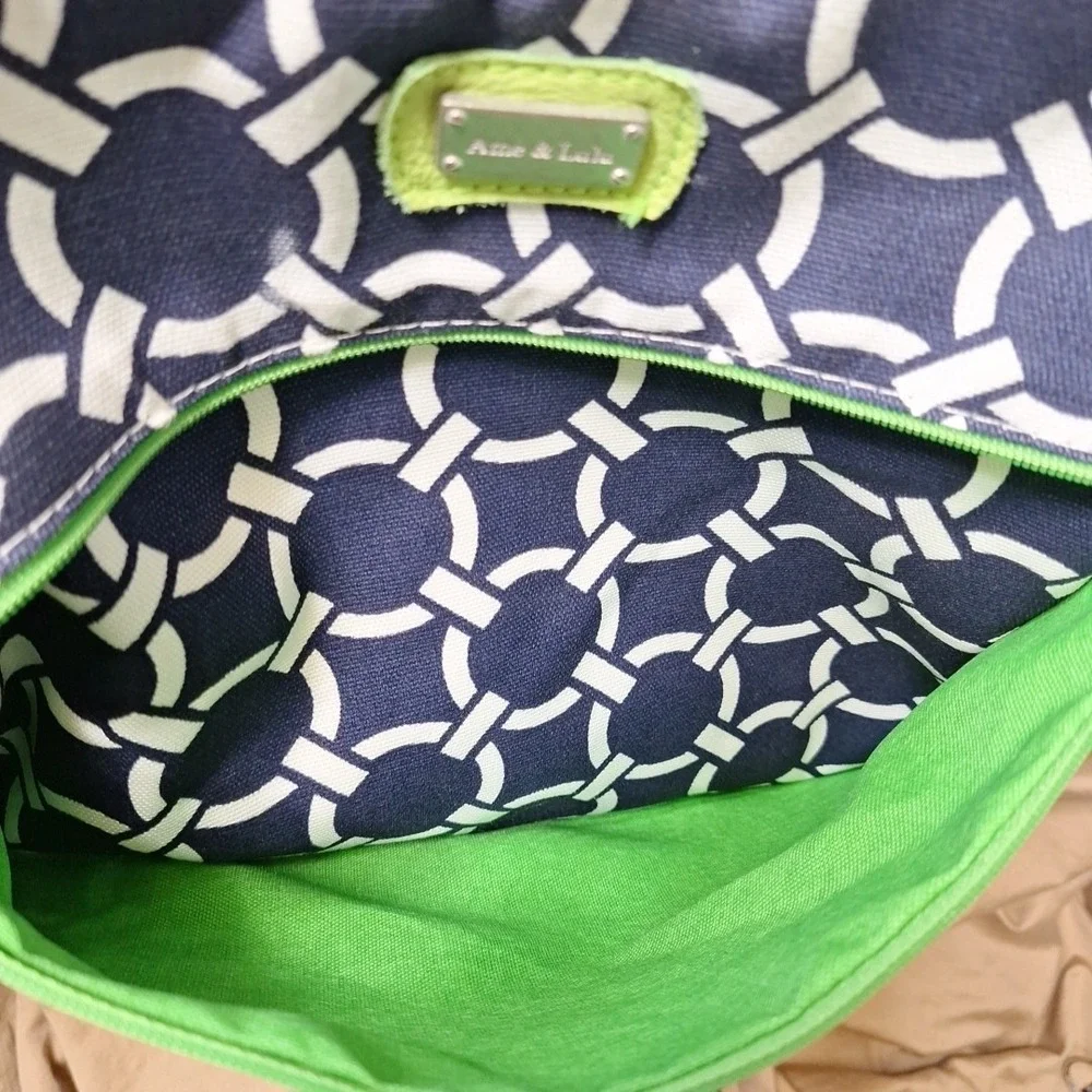 Ame & LuLu Weekender XL Duffle Green Blue White Extra‎ Large Travel Tote Beach